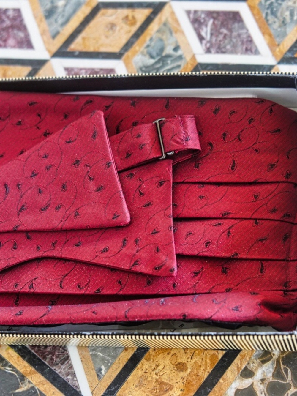 Robert Talbott Protocol Red Paisley Silk Cummerbund & Bow Tie Tuxedo Set